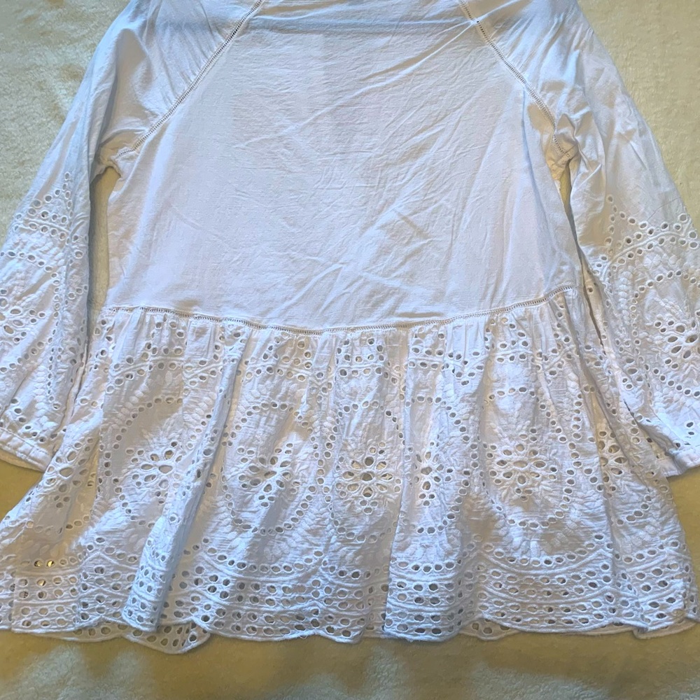 Hatley Hope White Eyelet Tunic / Blouse - 100% Organic Cotton - Picture 8 of 10